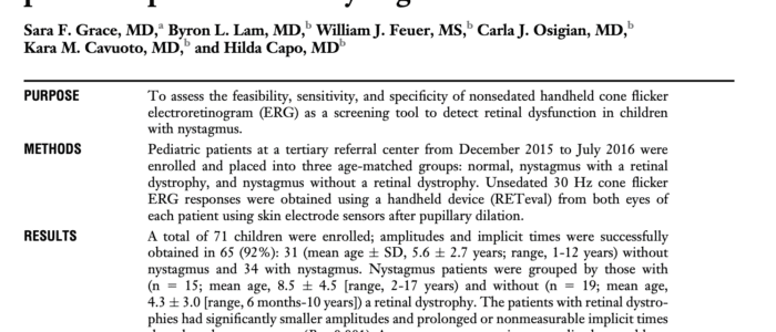 Portable non sedated electroretinogram